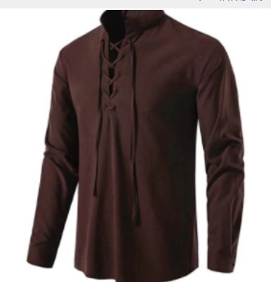 Medieval Gothic Lace Up Pirate Shirt - メンズ海賊シャツバイキングレトロルネッサンス中世ゴシックビクトリア朝ハロウィンコスチュームカジュアルコットンリネンレースアップヒッピーシャツ