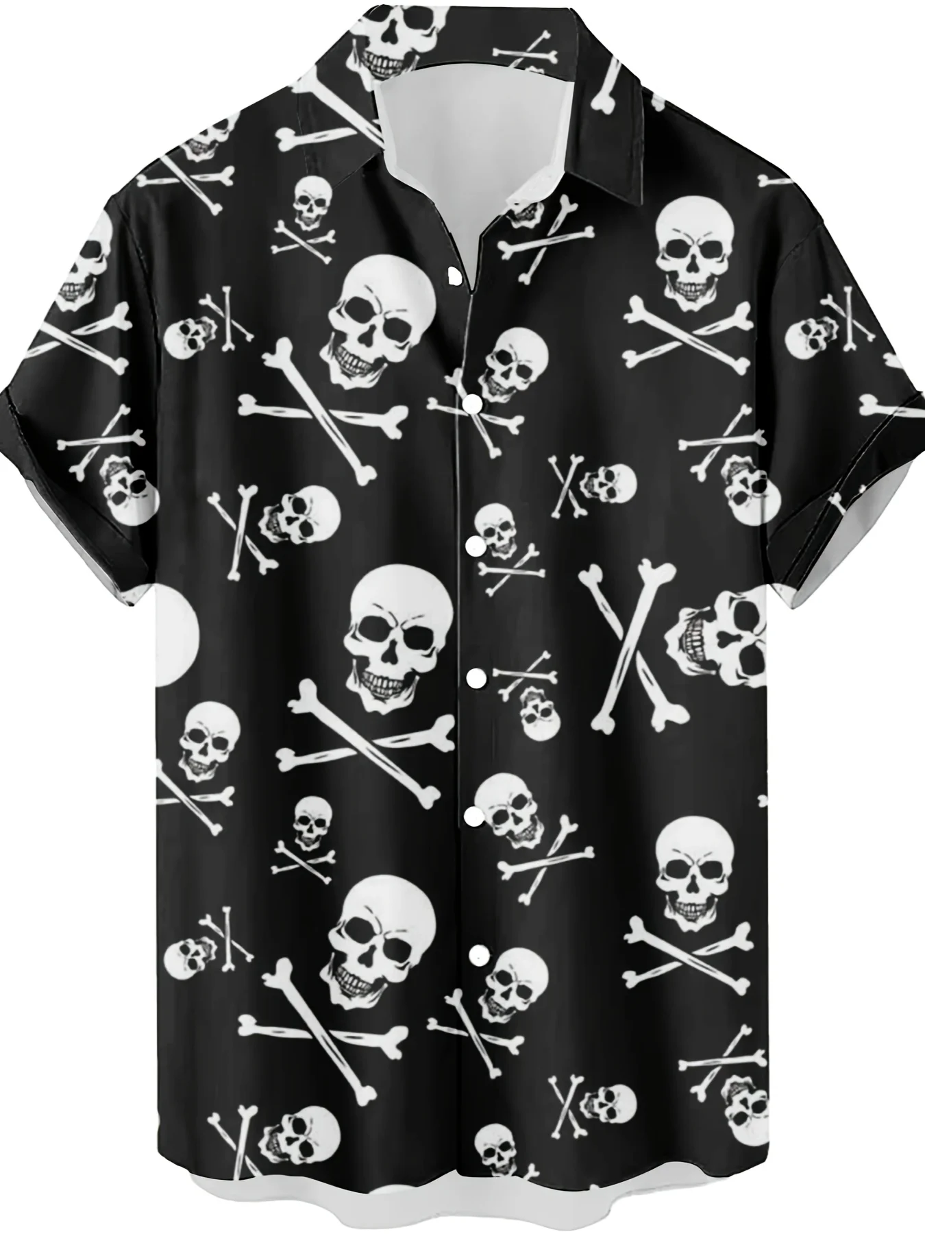 Vintage Hawaiian Floral Shirt - ヴィンテージ ホラー スカル クロスボーン メンズ ハワイアンシャツ