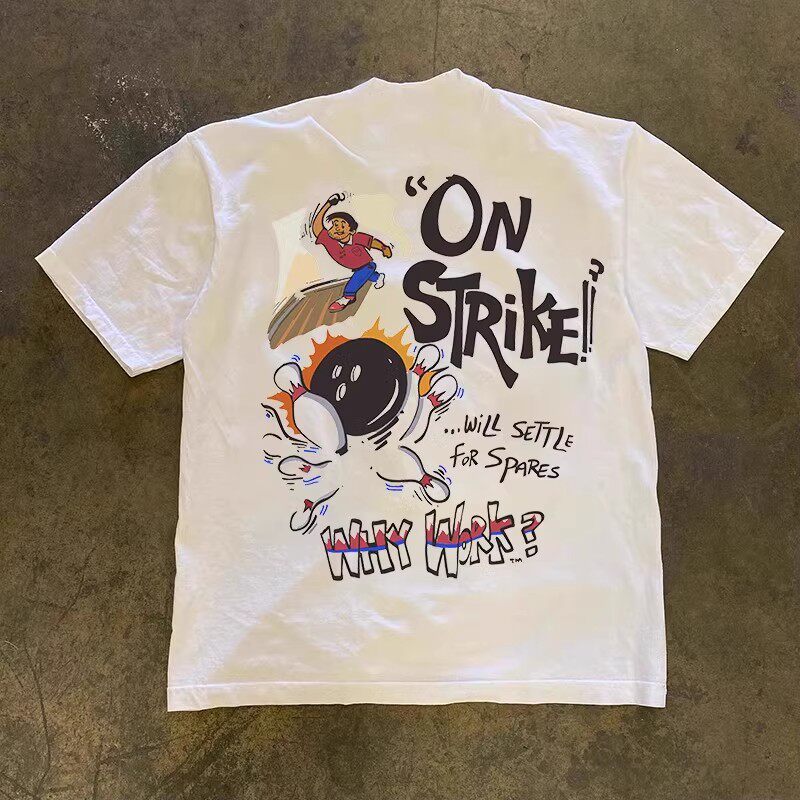 Short Sleeve Bowling Shirt Retro - アメリカンレトロな半袖メンズ＆レディースストリートスタイルボウリングプリントラウンドネックTシャツをカップル向けに作る理由