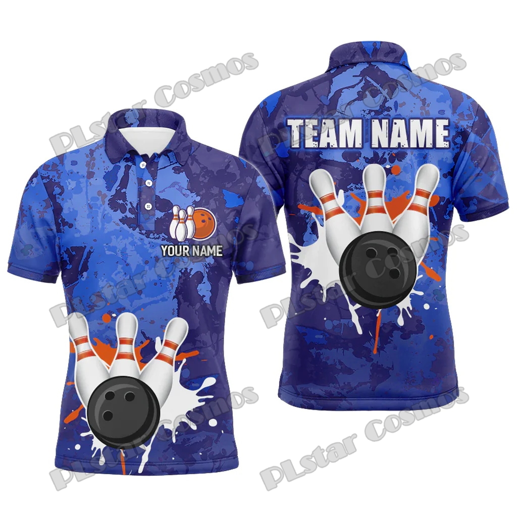Short Sleeve Bowling Shirt Retro - レトロボウリングウォーターミルクマルチカラーオプションカスタムネーム3DプリントメンズポロシャツサマーユニセックスカジュアルポロシャツWK244