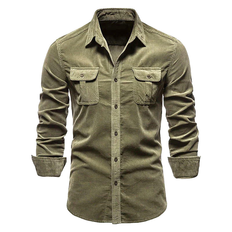 Corduroy Button Up Shirt Men - メンズ新しいコーデュロイシャツコットンビジネスカジュアル長袖コート