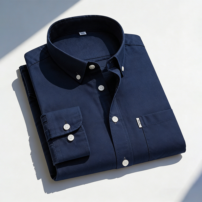 Oxford Cotton Casual Shirt Business - メンズピュアコットンオックスフォード無地長袖カジュアルシャツビジネスソーシャルフォーマルシングルポケットデザインクラシック男性服