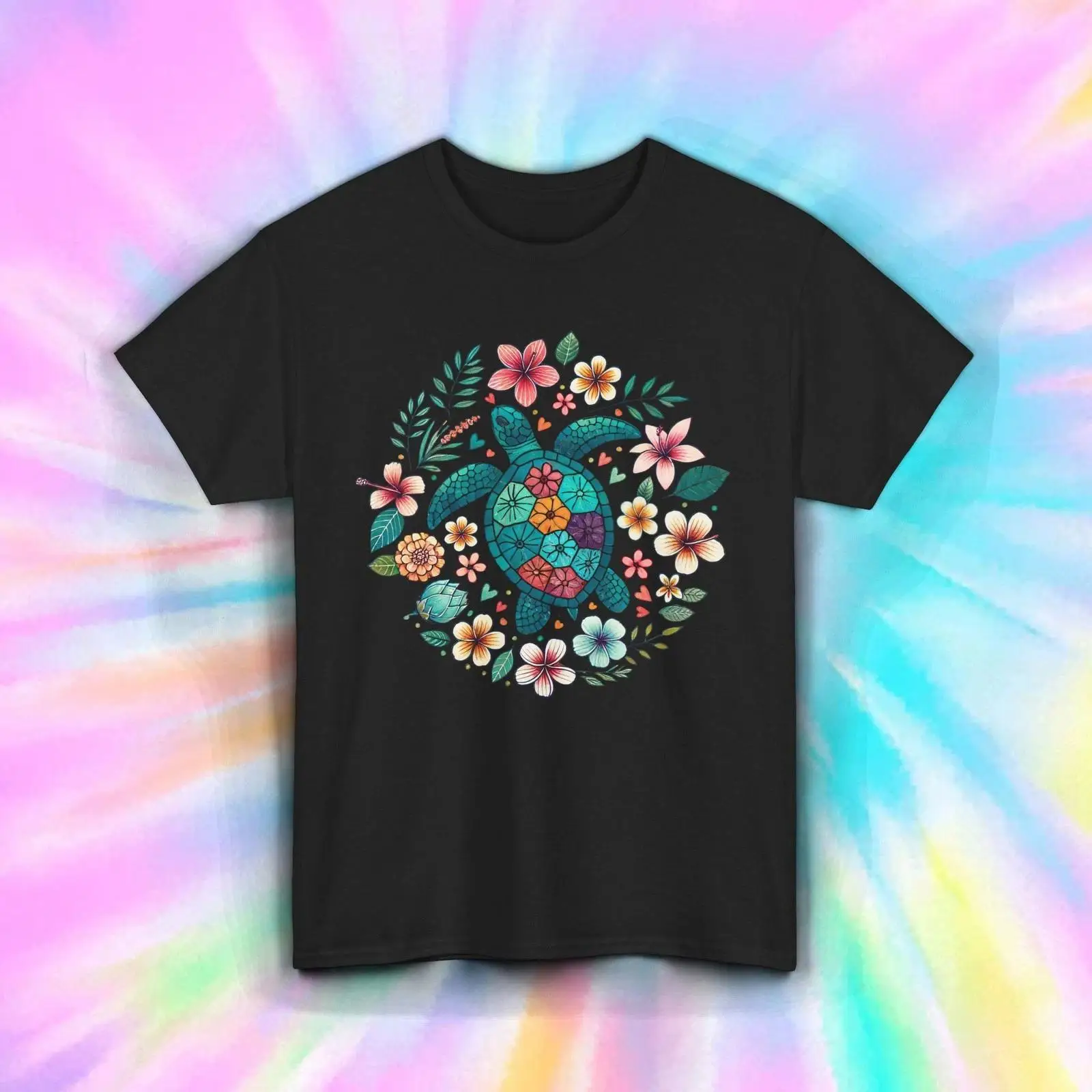 Vintage Hawaiian Floral Shirt - フローラル タートル T シャツ マンダラ ボヘミアン