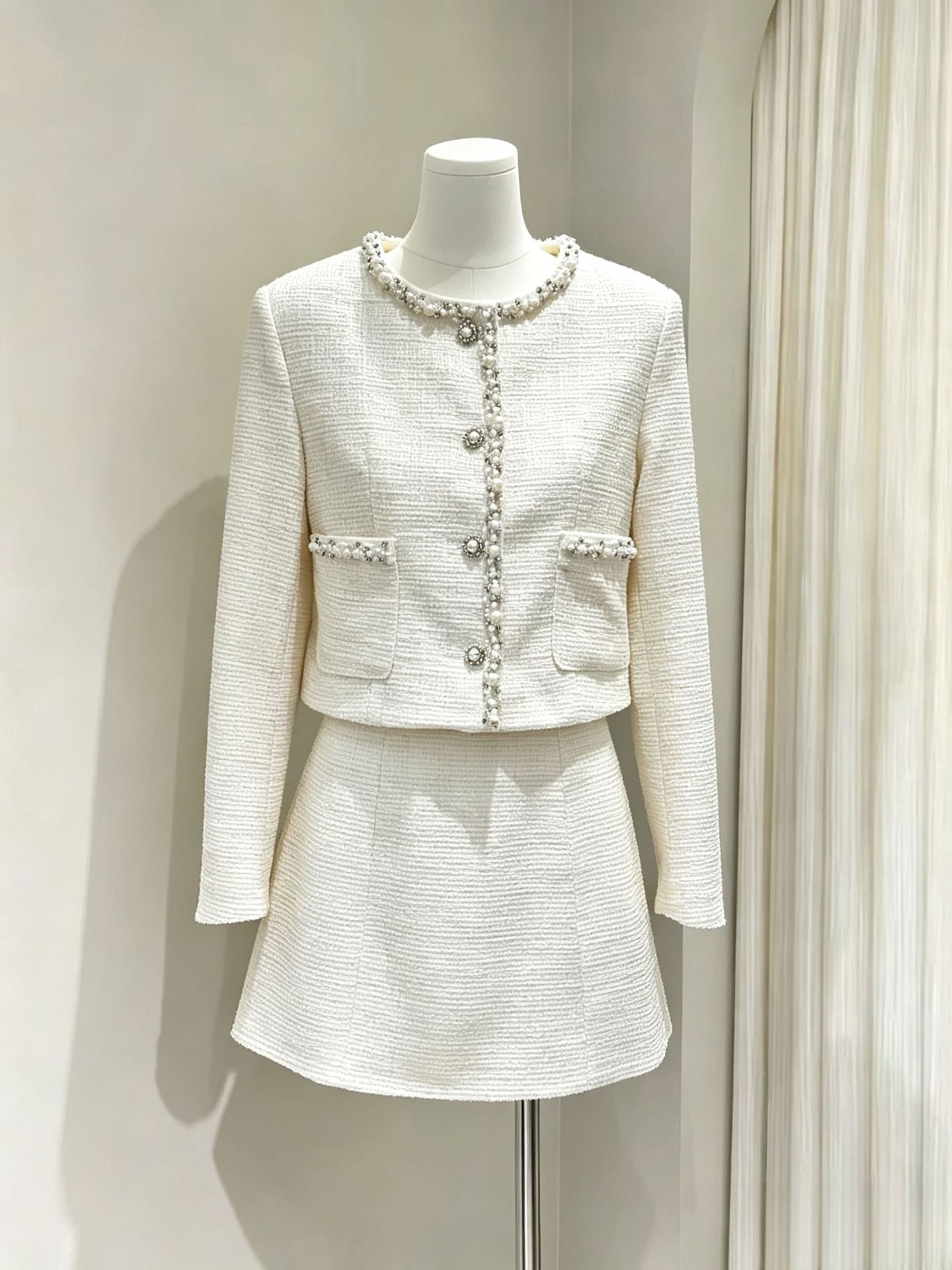 Jackets - レディースファッション ツーピースジャケットセット ダイヤモンドOネックノースリーブスリムミニドレス＆シングルブレストジャケットセット 秋物