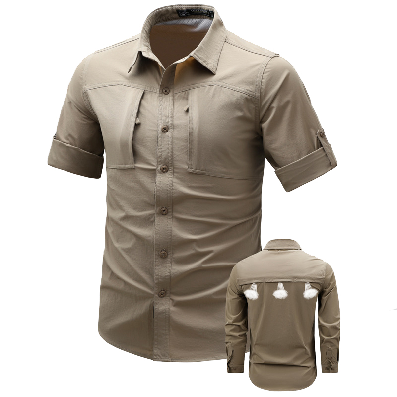 Tactical Military Shirt Cargo - 春秋メンズ長袖カーゴシャツ速乾性男性防水ワークシャツ男ルーズマルチポケット軍事ハイキングシャツ