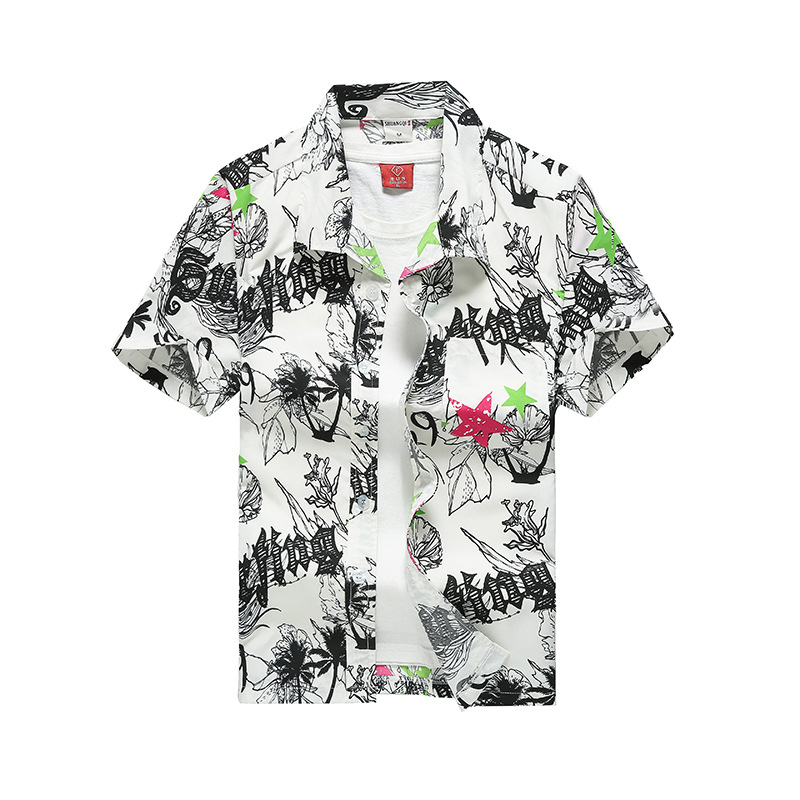 夏メンズハワイアンカジュアルカラーシャツ半袖ボタンココナッツ - Vintage Hawaiian Floral Shirt のレビューと価格