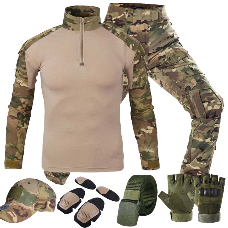 MC アウトドアタクティカルスーツ マルチカムユニフォーム  - Tactical Military Shirt Cargo のレビューと価格