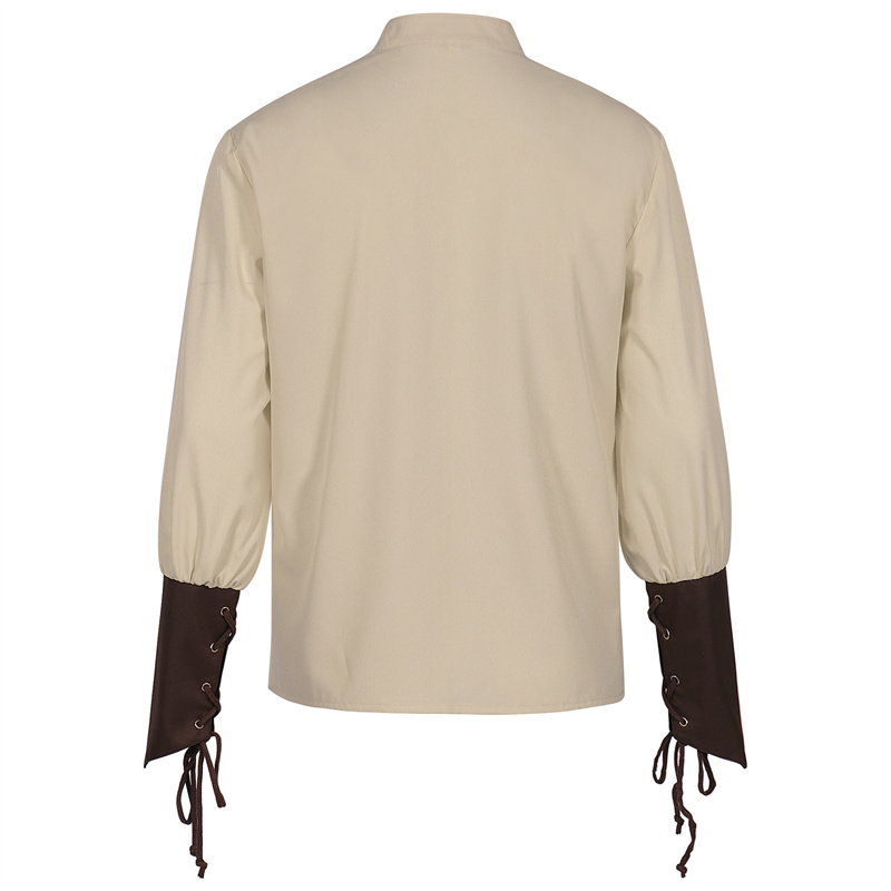 メンズ中世海賊シャツルネッサンスレースアップブラウスヴィンテ - Medieval Gothic Lace Up Pirate Shirt のレビューと価格