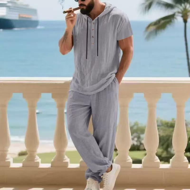 メンズアメリカンレトロ3Dリネンフード付き半袖シャツロングパ - Mens Linen Shirt Long Sleeve のレビューと価格