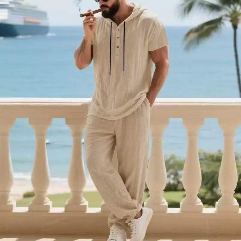 メンズアメリカンレトロ3Dリネンフード付き半袖シャツロングパ - Mens Linen Shirt Long Sleeve のレビューと価格