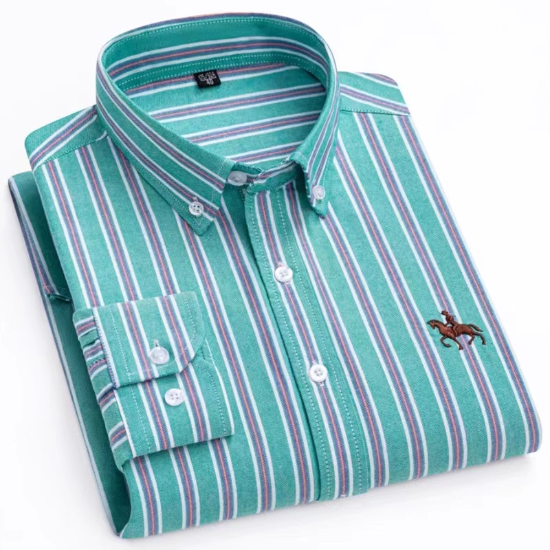 新しい綿 100% オックスフォードシャツ男性の長袖固体カジ - Oxford Cotton Casual Shirt Business のレビューと価格