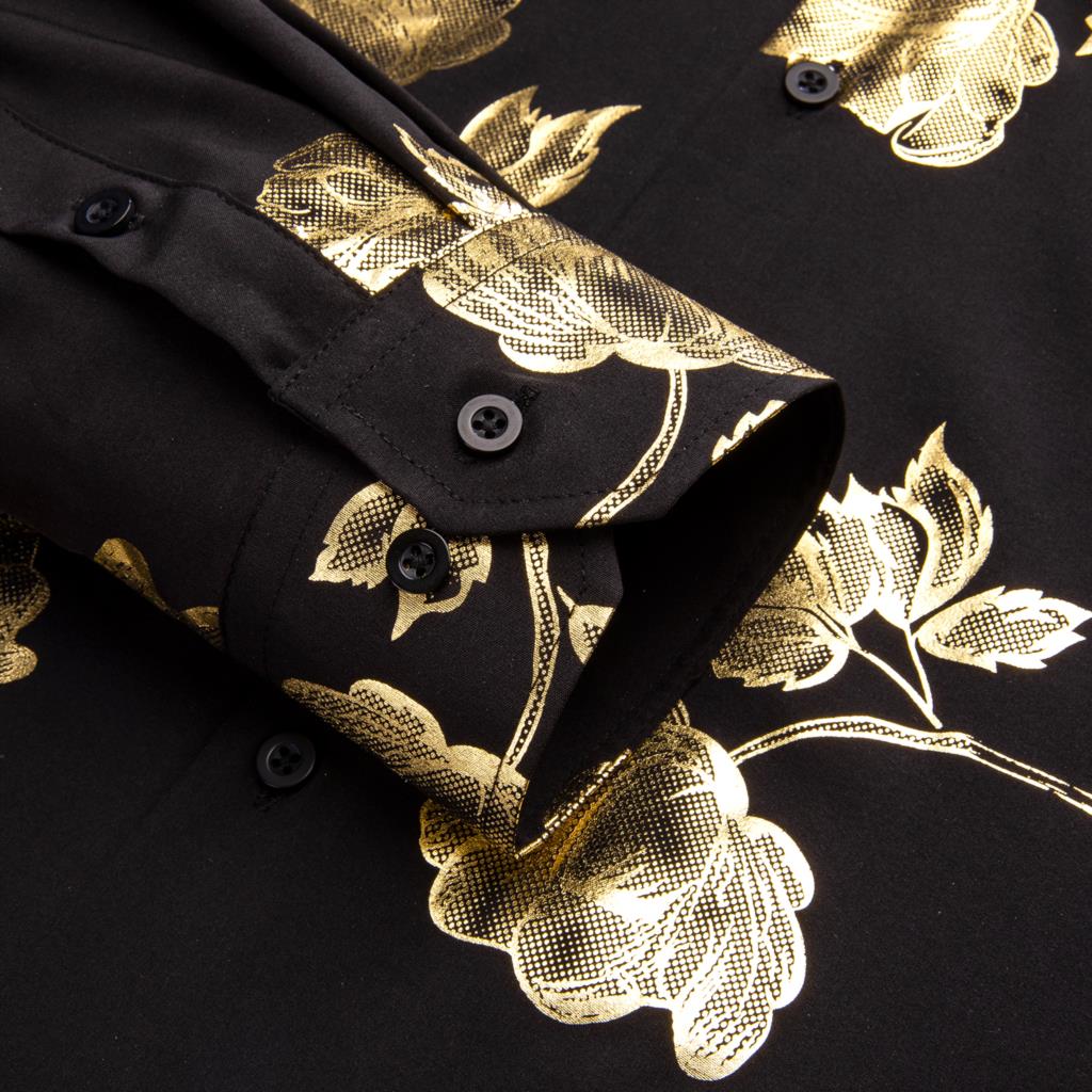 Hi-tie-メンズ長袖サマーシャツ,ラージサイズ,ゴールド - Mens Satin Silk Dress Shirt のレビューと価格