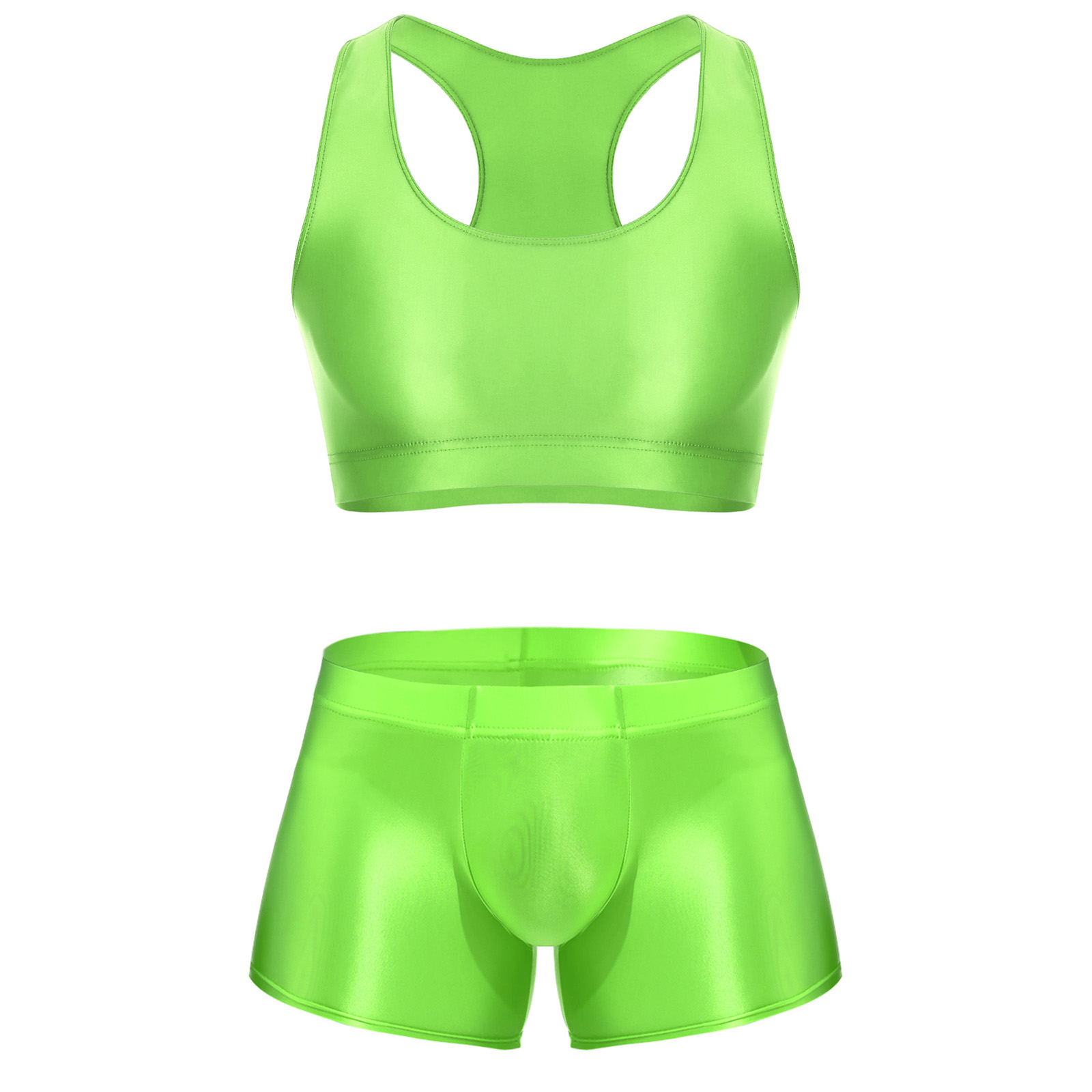メンズ光沢のあるストレッチフィットネスウェア、Uネックノース - Underwear のレビューと価格