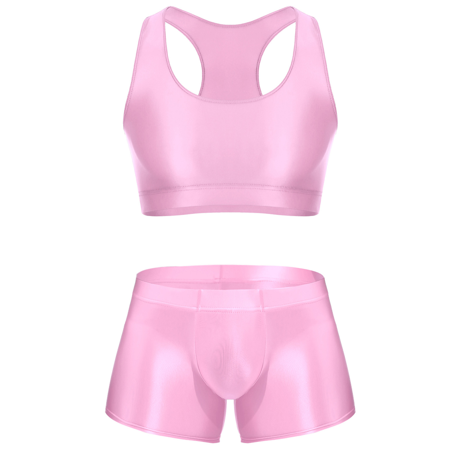 メンズ光沢のあるストレッチフィットネスウェア、Uネックノース - Underwear のレビューと価格