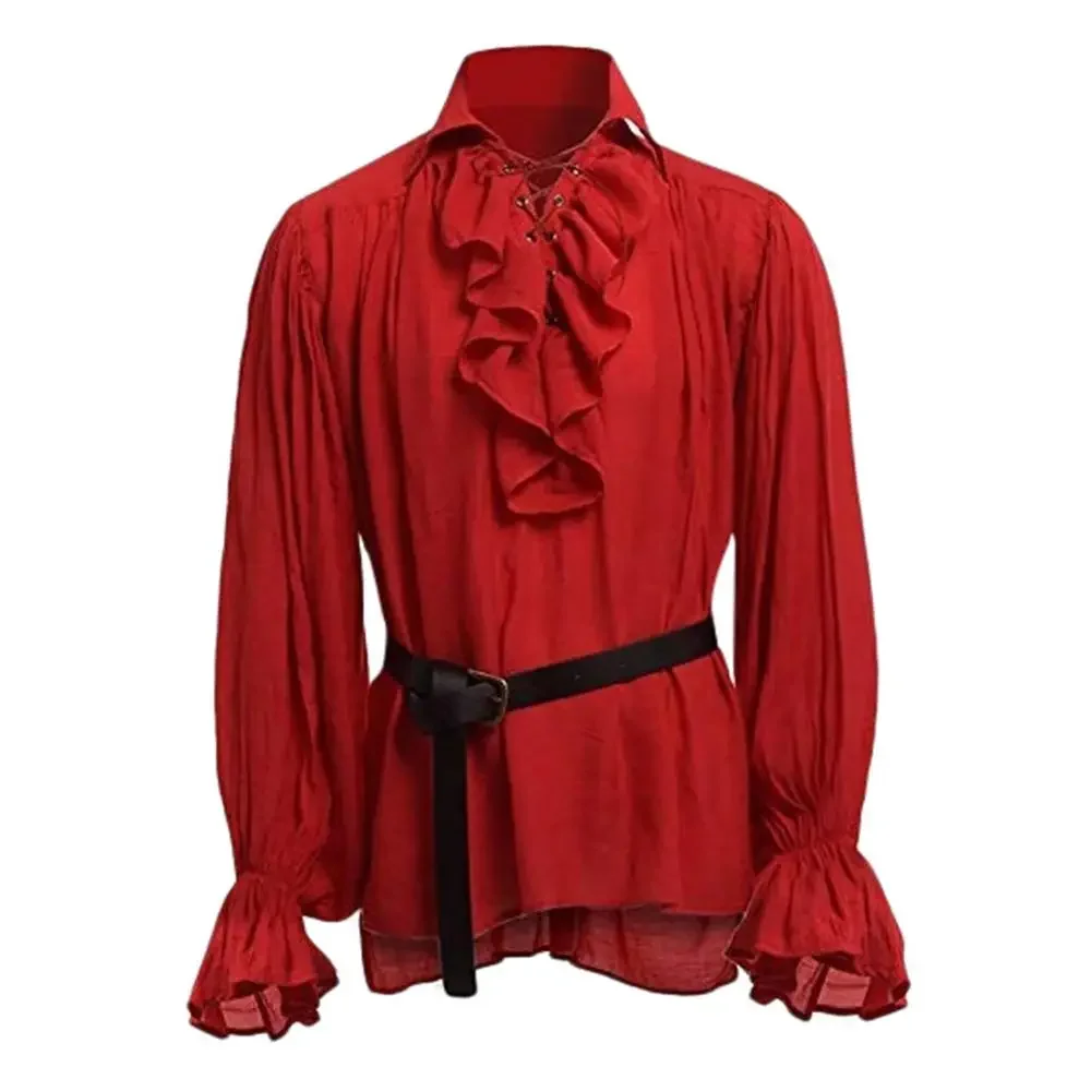 中世風シャツ ラッフル付き ゴシック スチームパンク ビクト - Medieval Gothic Lace Up Pirate Shirt のレビューと価格