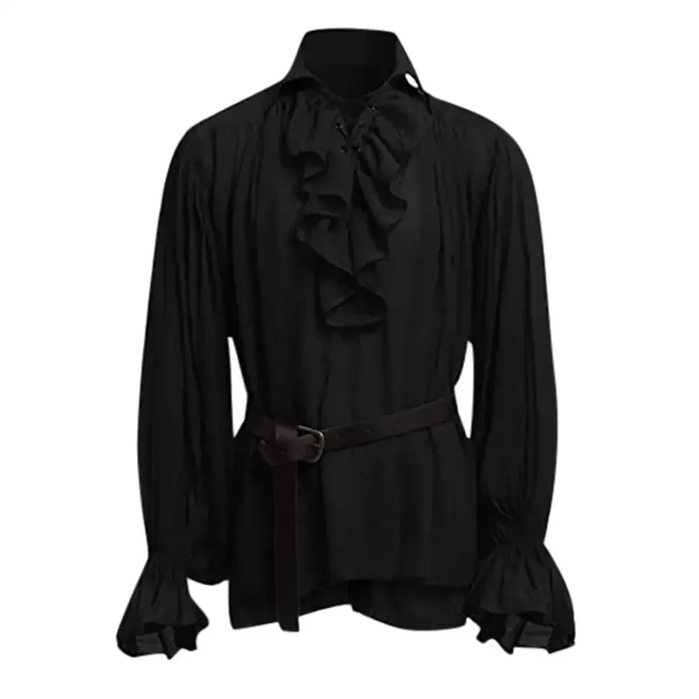 中世風シャツ ラッフル付き ゴシック スチームパンク ビクト - Medieval Gothic Lace Up Pirate Shirt のレビューと価格