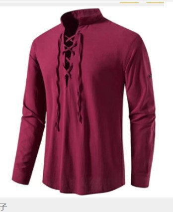 メンズ海賊シャツバイキングレトロルネッサンス中世ゴシックビク - Medieval Gothic Lace Up Pirate Shirt のレビューと価格