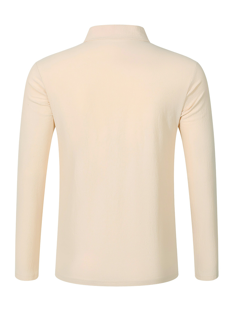 メンズリネン混紡長袖ポロシャツ、胸パッチ付き、通気性のあるラ - Mens Linen Shirt Long Sleeve のレビューと価格