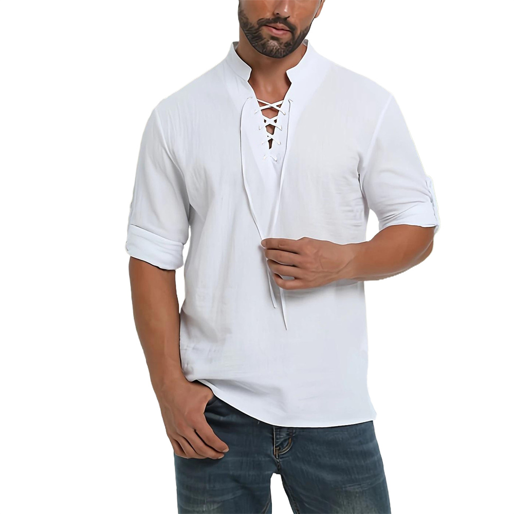 春秋メンズ海賊シャツヴィンテージ中世バイキングレースアップヘ - Medieval Gothic Lace Up Pirate Shirt のレビューと価格