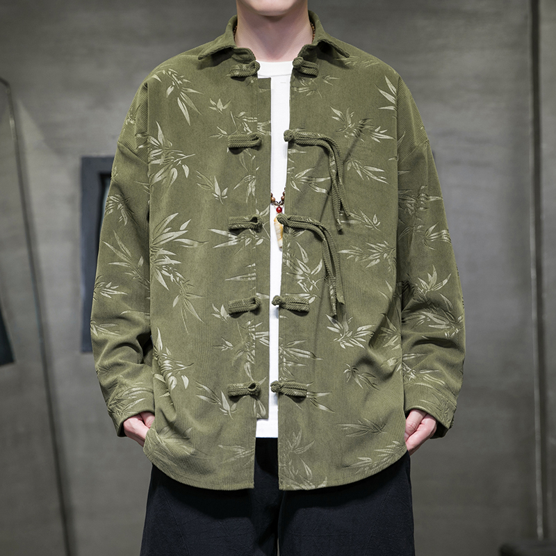 メンズレトロコーデュロイシャツ、伝統的なスタンドカラー、ボタ - Corduroy Button Up Shirt Men のレビューと価格