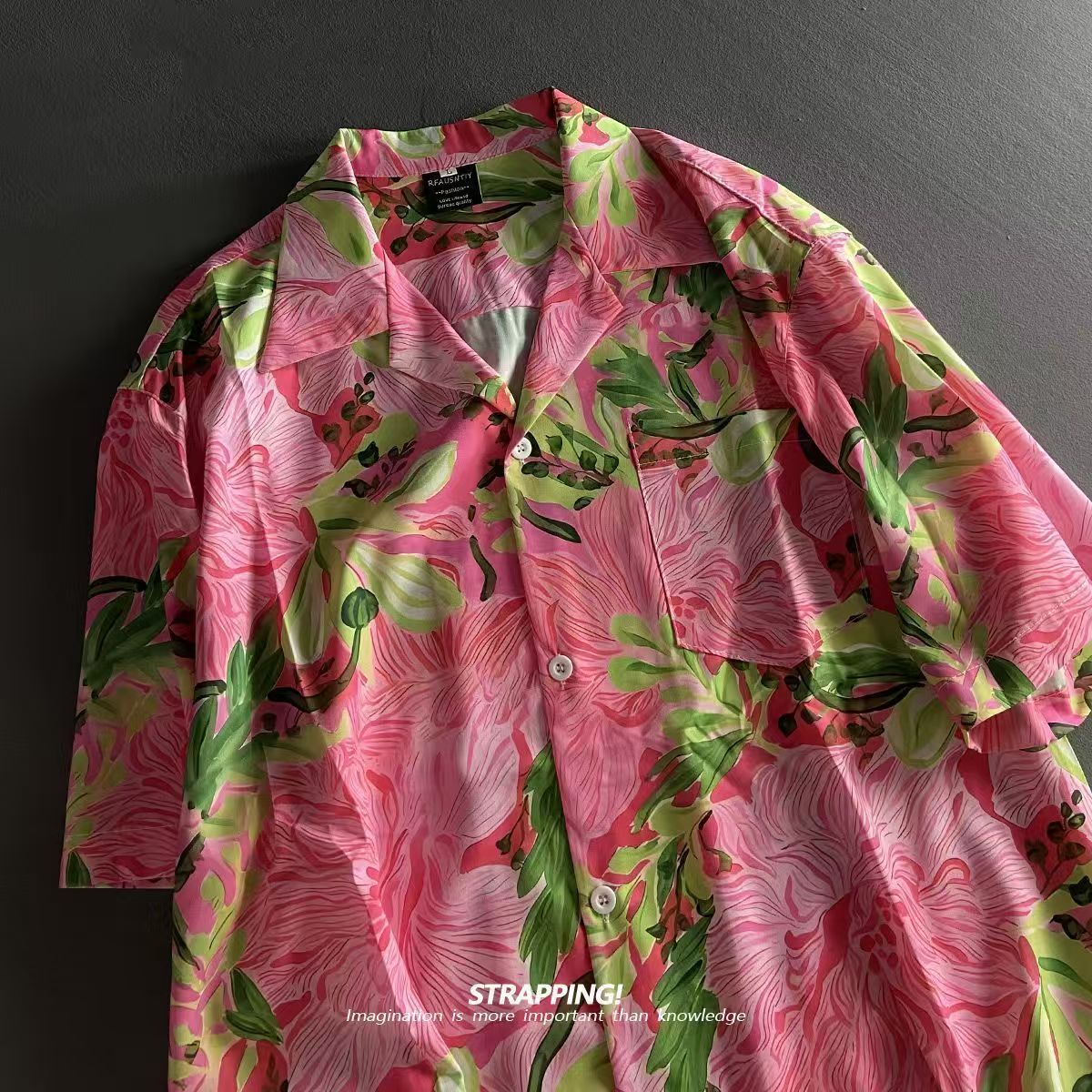 ヴィンテージビーチブラウス職業ピンクグラフィティ花柄キューバ - Vintage Hawaiian Floral Shirt のレビューと価格