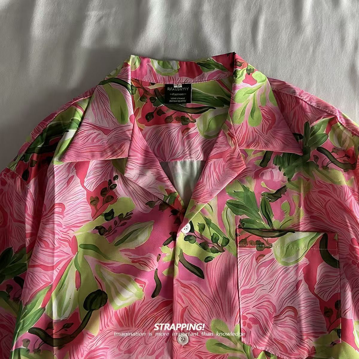 ヴィンテージビーチブラウス職業ピンクグラフィティ花柄キューバ - Vintage Hawaiian Floral Shirt のレビューと価格