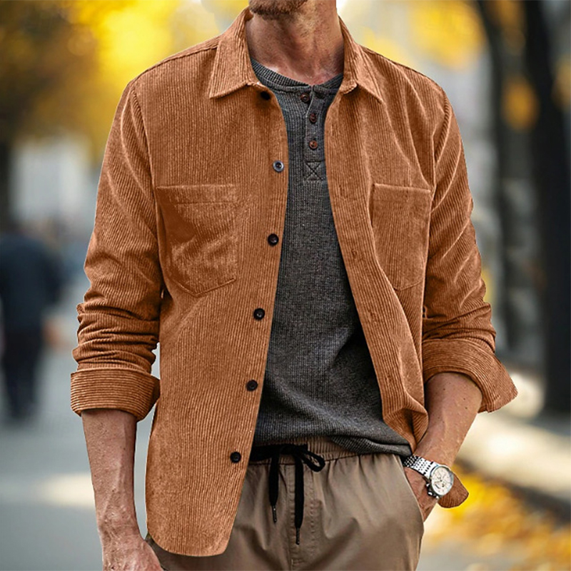 春秋デイリーレジャーメンズヴィンテージコーデュロイシャツ無地 - Corduroy Button Up Shirt Men のレビューと価格