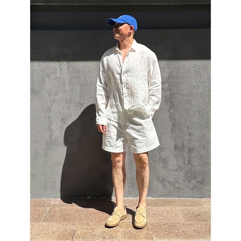 ライトラグジュアリーメンズリネン日焼け止めシャツ＆スポーツシ - Mens Linen Shirt Long Sleeve のレビューと価格