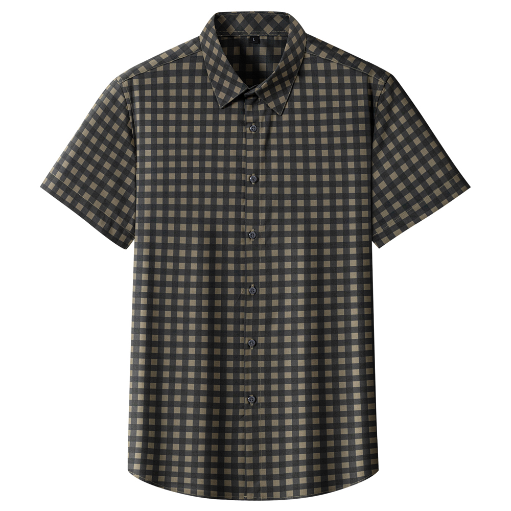 男性夏ノンアイロンチェック半袖シャツポケットなし通気性肌に優 - Breathable Bamboo Fiber Shirt Non Iron のレビューと価格