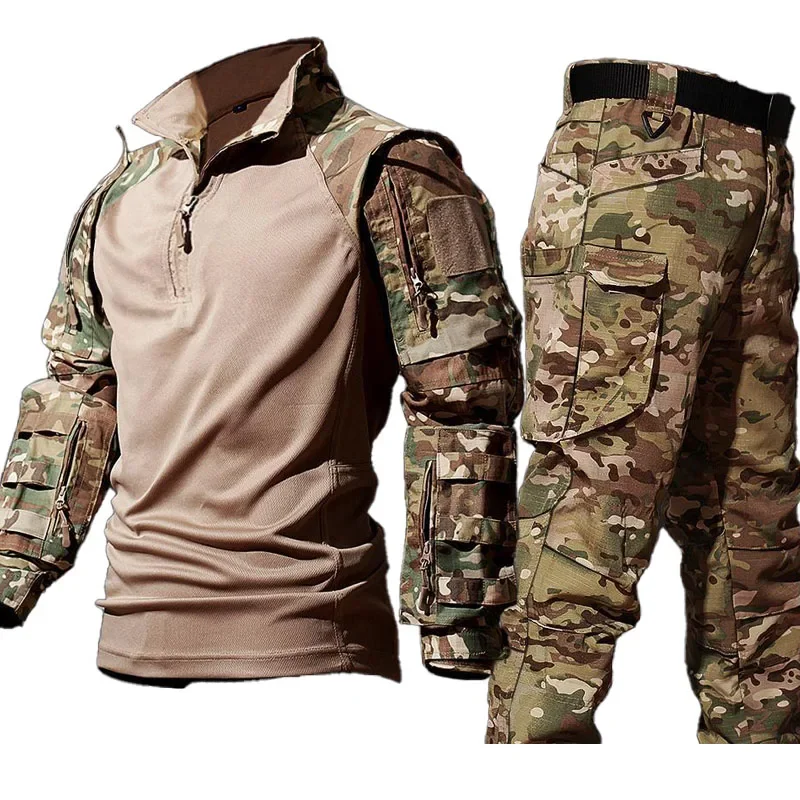 新しい戦術的なシャツスーツ男性エアガン服ペイントボール制服狩 - Tactical Military Shirt Cargo のレビューと価格