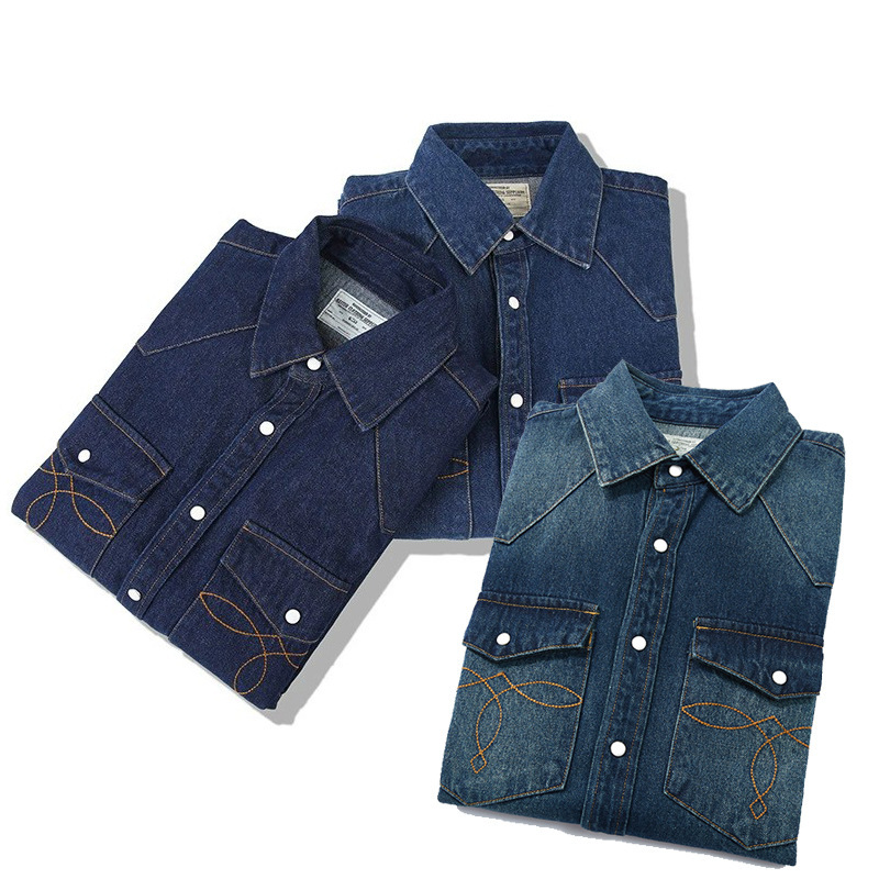 アメリカンウォッシュヴィンテージデニムシャツ パールスナップ - Mens Western Denim Pearl Snap Shirt のレビューと価格
