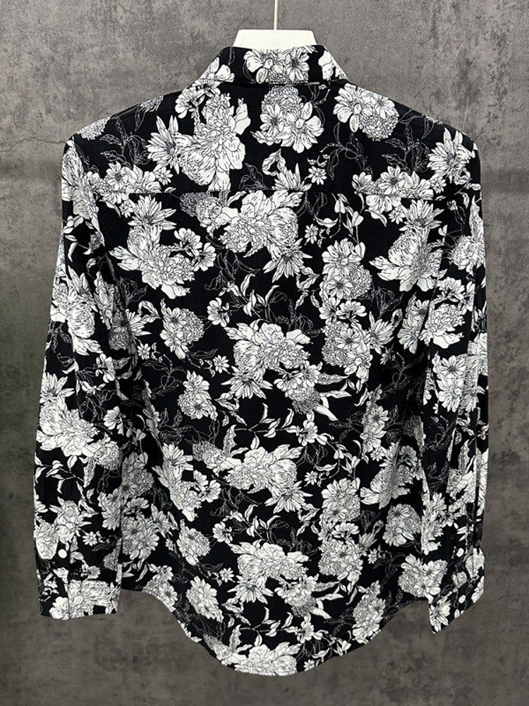 ファッションメンズ春花柄プリントビーチシャツ長袖シングルブレ - Vintage Hawaiian Floral Shirt のレビューと価格