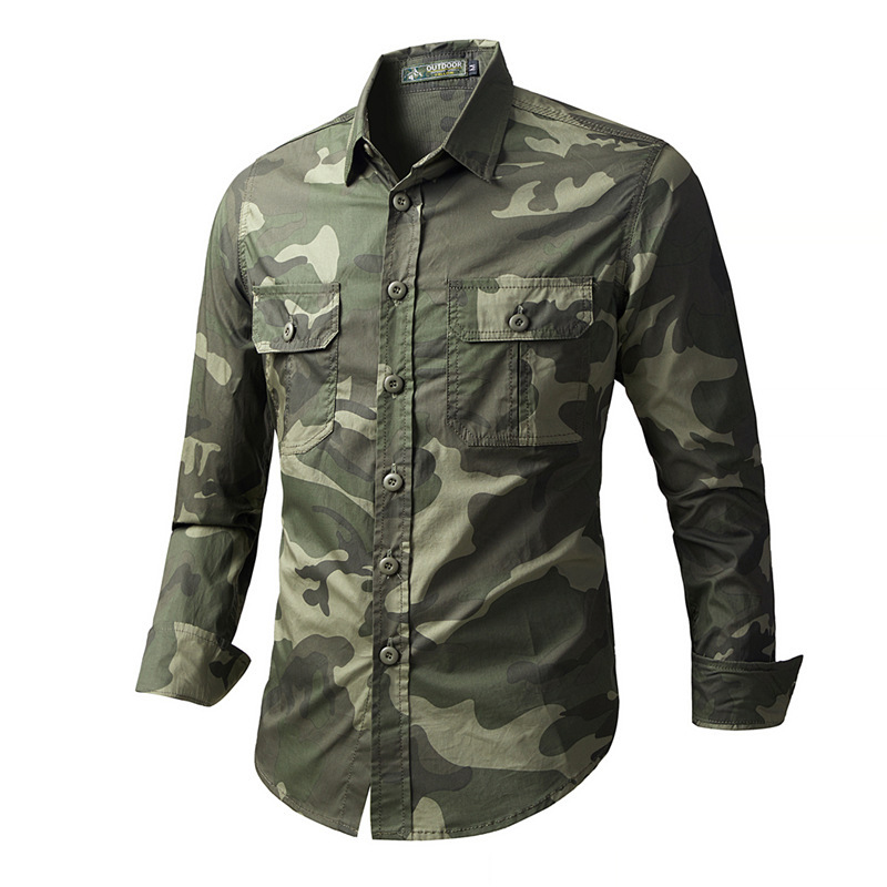 春秋のメンズ戦術的なカーゴシャツ屋外男性長袖軍事迷彩シャツ男 - Tactical Military Shirt Cargo のレビューと価格