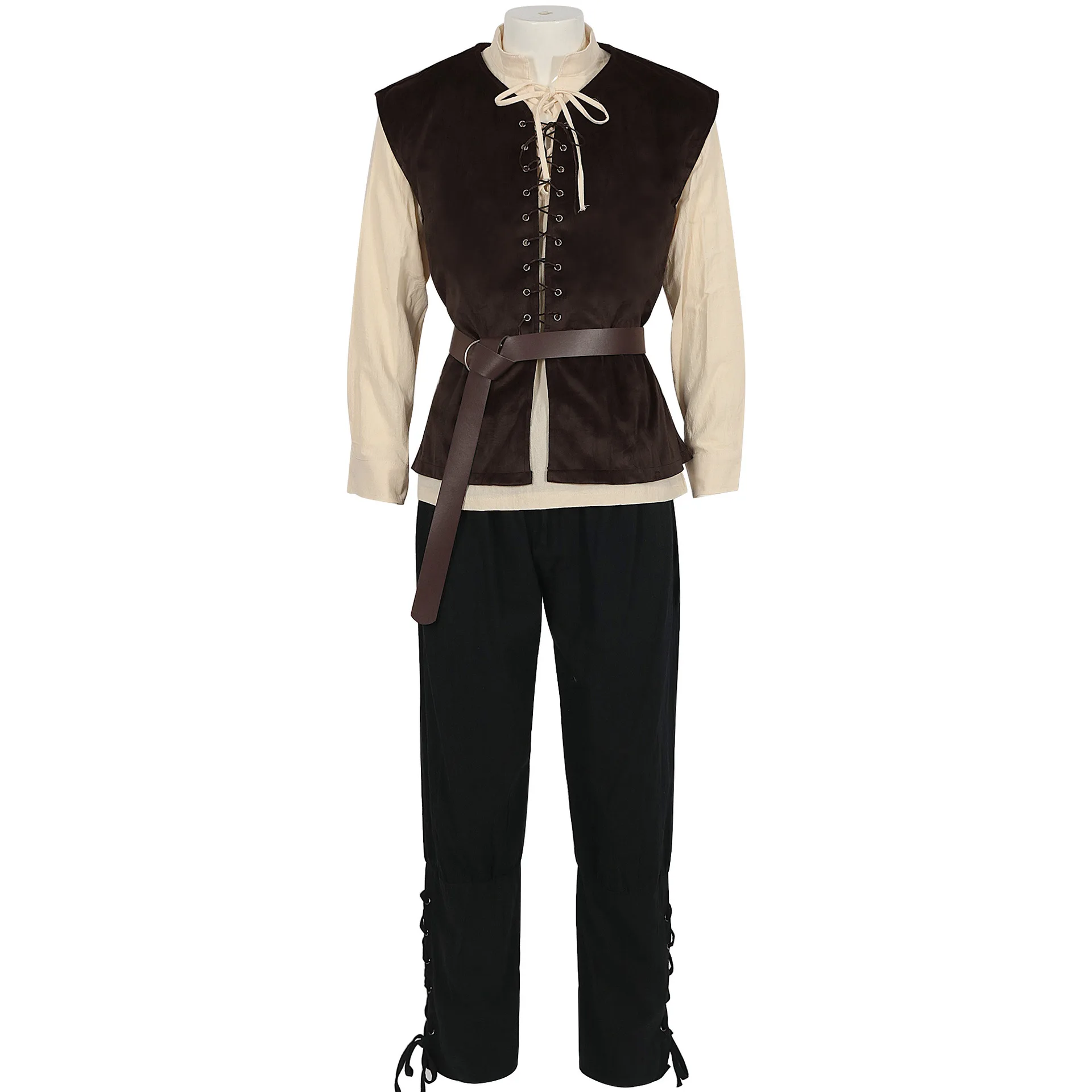 中世のシャツ ゴシック スチームパンク ヴィクトリアン 海賊 - Medieval Gothic Lace Up Pirate Shirt のレビューと価格