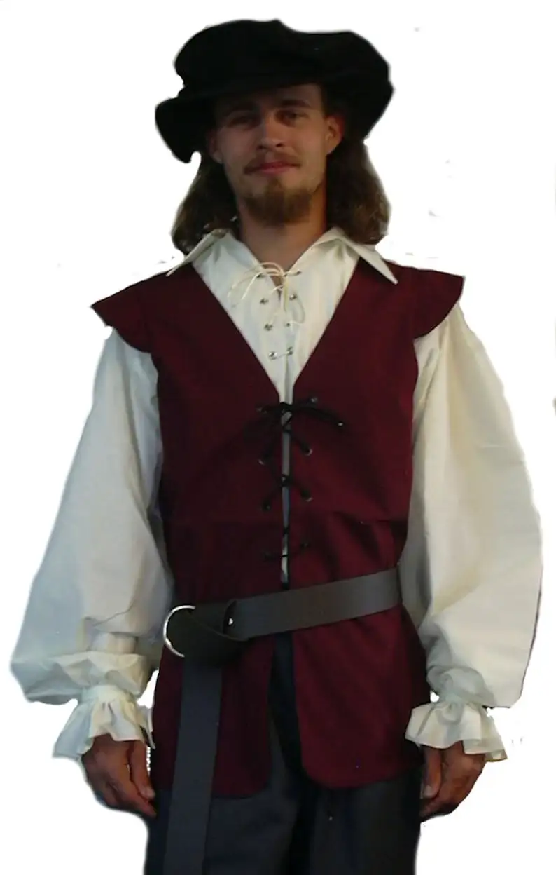 中世のシャツフリルゴシックスチームパンクビクトリア朝の海賊コ - Medieval Gothic Lace Up Pirate Shirt のレビューと価格