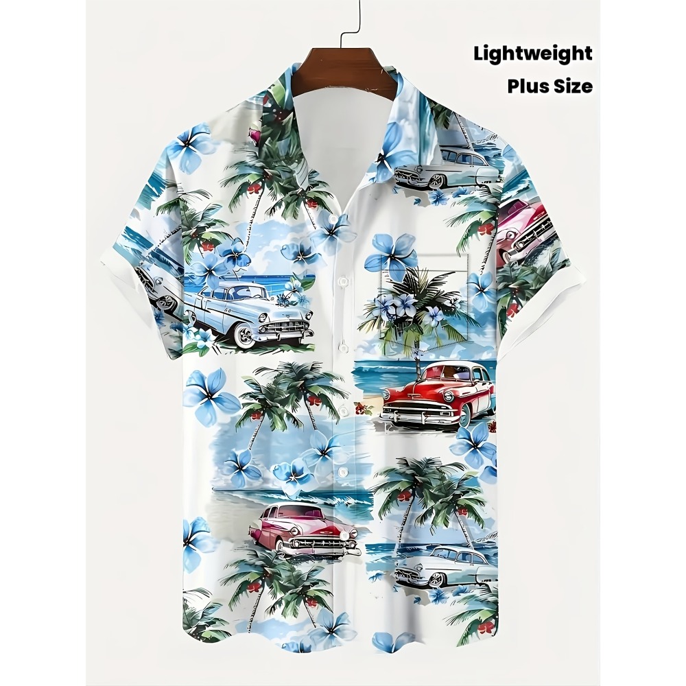 メンズヴィンテージクラシックカーパームツリープルメリアプリン - Vintage Hawaiian Floral Shirt のレビューと価格