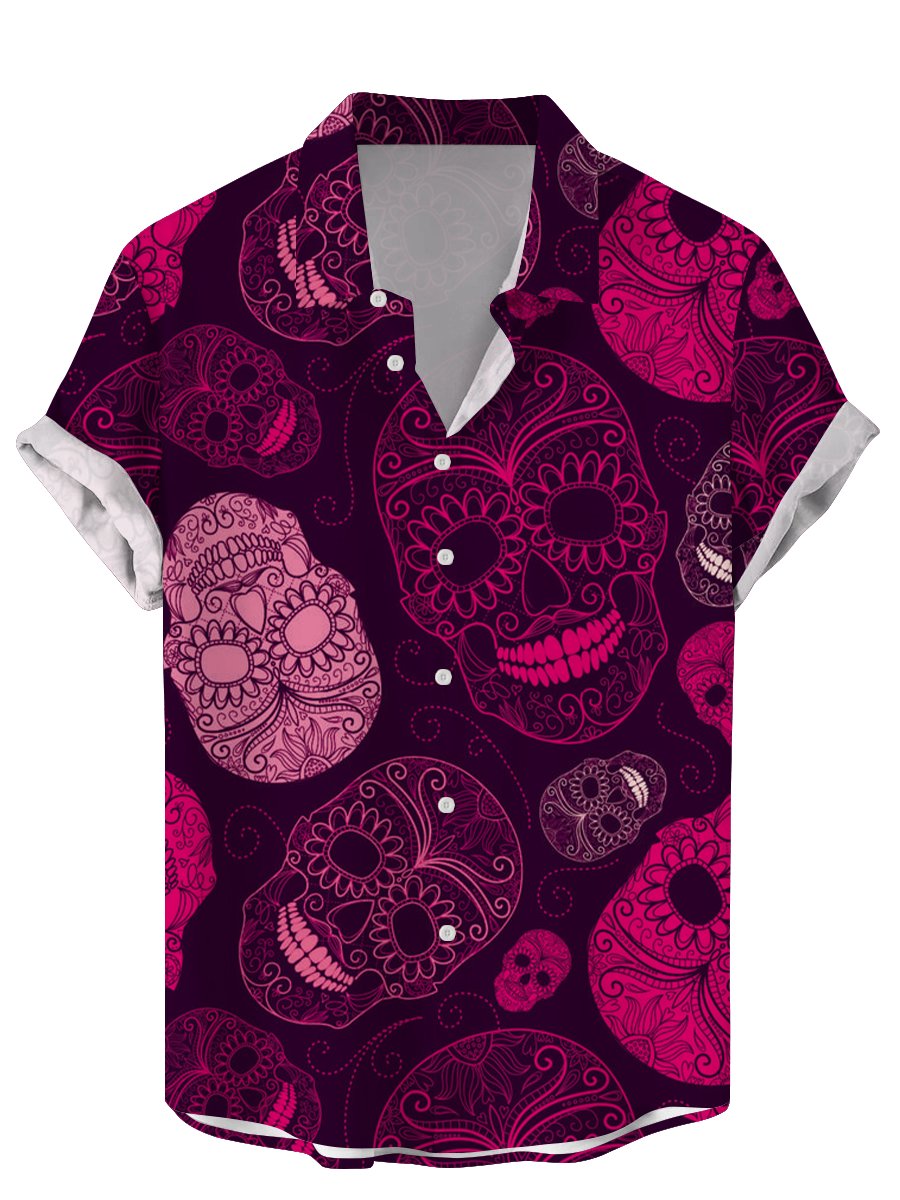 メンズ半袖ハワイアンTシャツ,スカル,フローラル,面白い砂糖 - Vintage Hawaiian Floral Shirt のレビューと価格