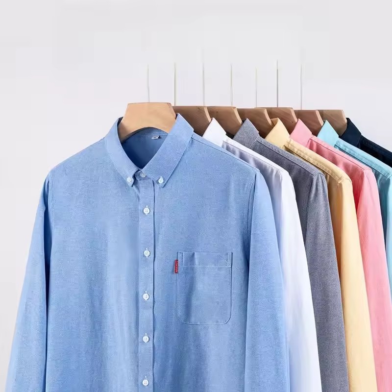 100%純綿メンズビジネスシャツ無地長袖ユースカジュアルソー - Oxford Cotton Casual Shirt Business のレビューと価格
