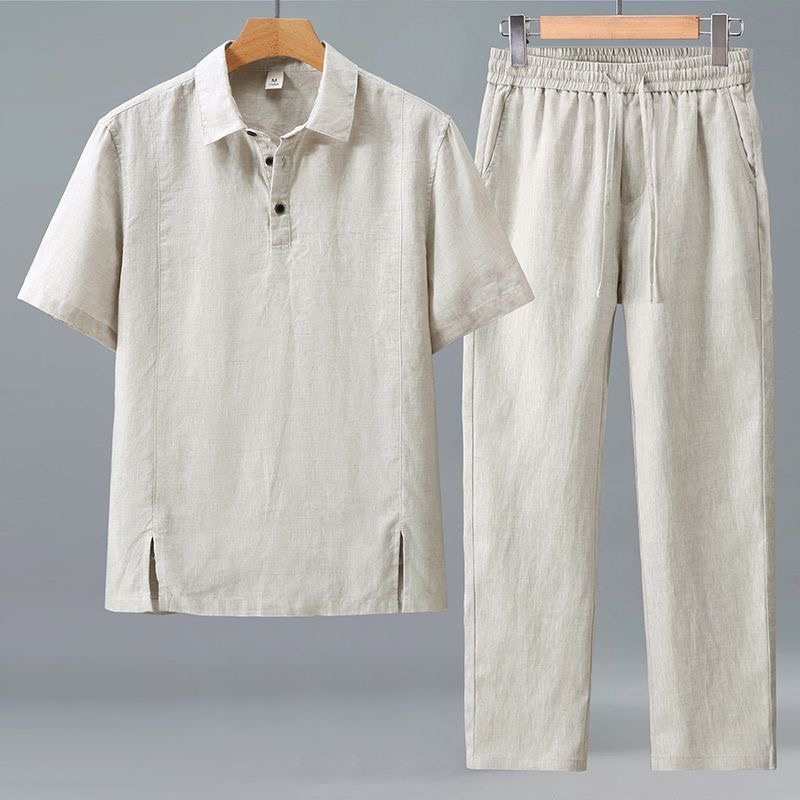 春/夏のファッションレトロスポーツ長袖Tシャツコットンリネン - Mens Linen Shirt Long Sleeve のレビューと価格