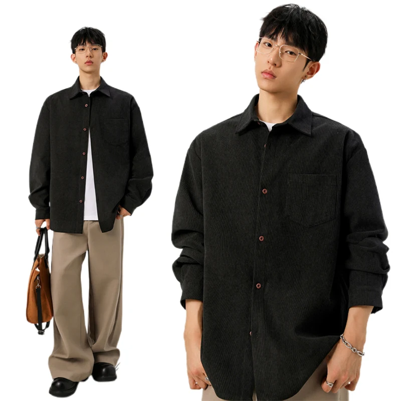 男性用、ボタンダウン、コーデュロイ素材、襟付き、胸ポケット付 - Corduroy Button Up Shirt Men のレビューと価格
