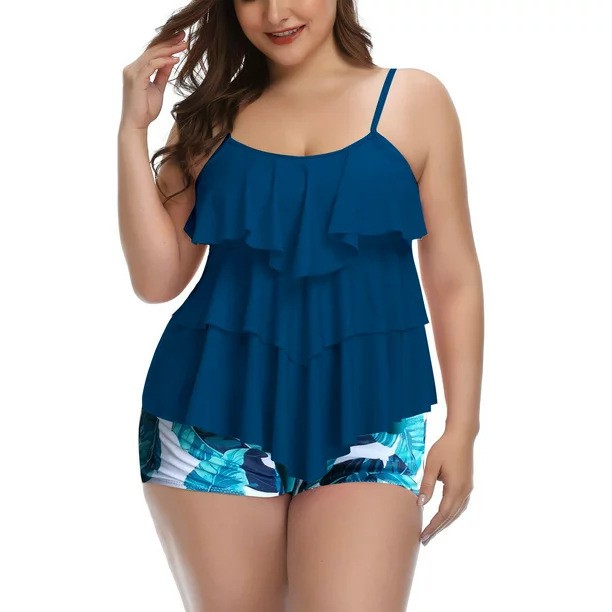 女性水着ビキニプラスサイズビキニ花柄水着スパゲッティストラッ - Shorts のレビューと価格