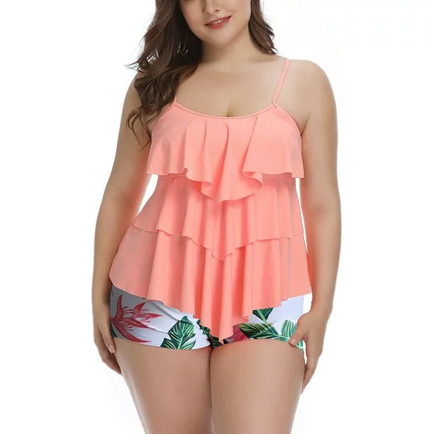 女性水着ビキニプラスサイズビキニ花柄水着スパゲッティストラッ - Shorts のレビューと価格