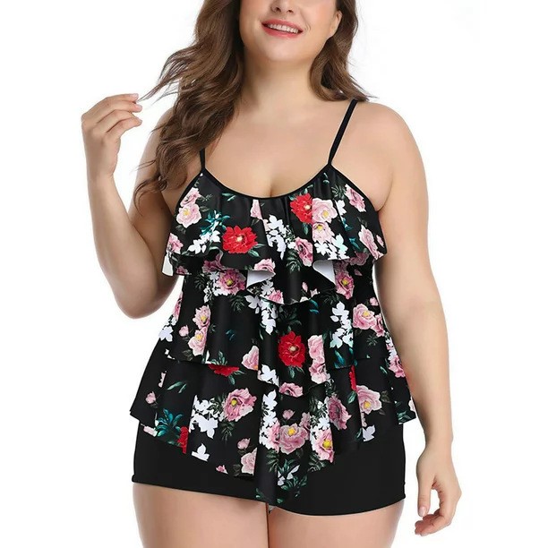 女性水着ビキニプラスサイズビキニ花柄水着スパゲッティストラッ - Shorts のレビューと価格