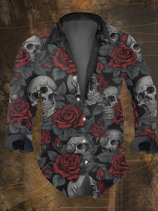 メンズダークスカルプリント長袖シャツ,ヴィンテージフローラル - Vintage Hawaiian Floral Shirt のレビューと価格