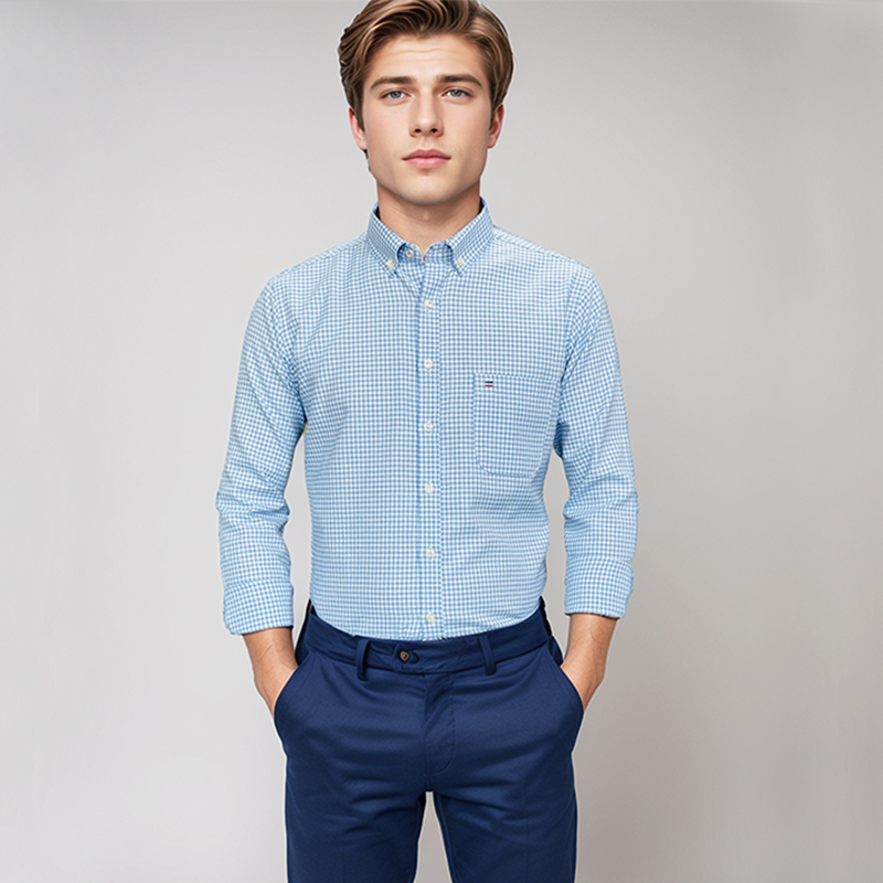 メンズ長袖チェック柄オックスフォードシャツ,カジュアル,無地 - Oxford Cotton Casual Shirt Business のレビューと価格