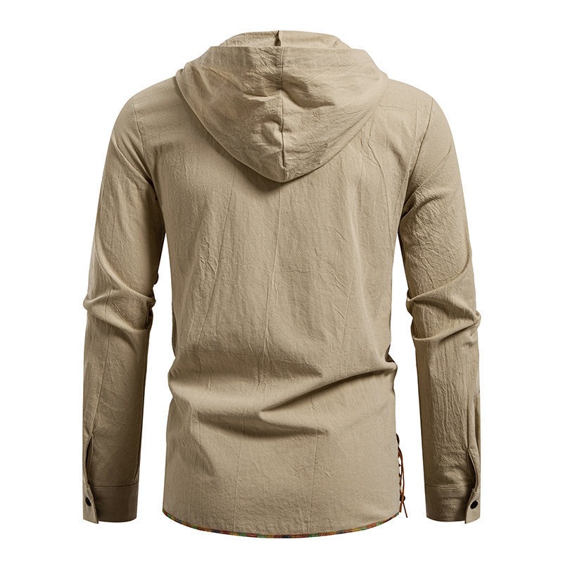 メンズ長袖フード付きTシャツ コットン製 中世海賊風 レース - Medieval Gothic Lace Up Pirate Shirt のレビューと価格