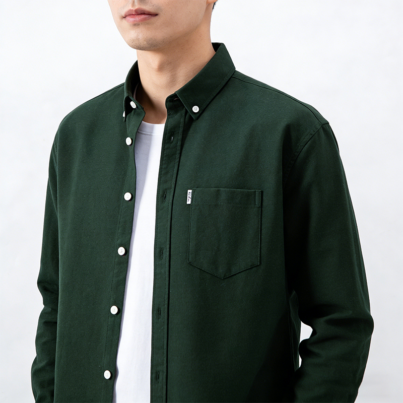 メンズピュアコットンオックスフォード無地長袖カジュアルシャツ - Oxford Cotton Casual Shirt Business のレビューと価格