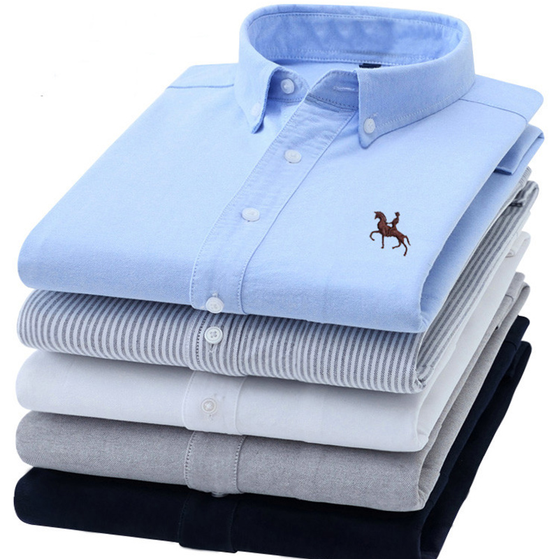 S-6XL オックスフォードシャツ男性用長袖ピュアコットンソ - Oxford Cotton Casual Shirt Business のレビューと価格