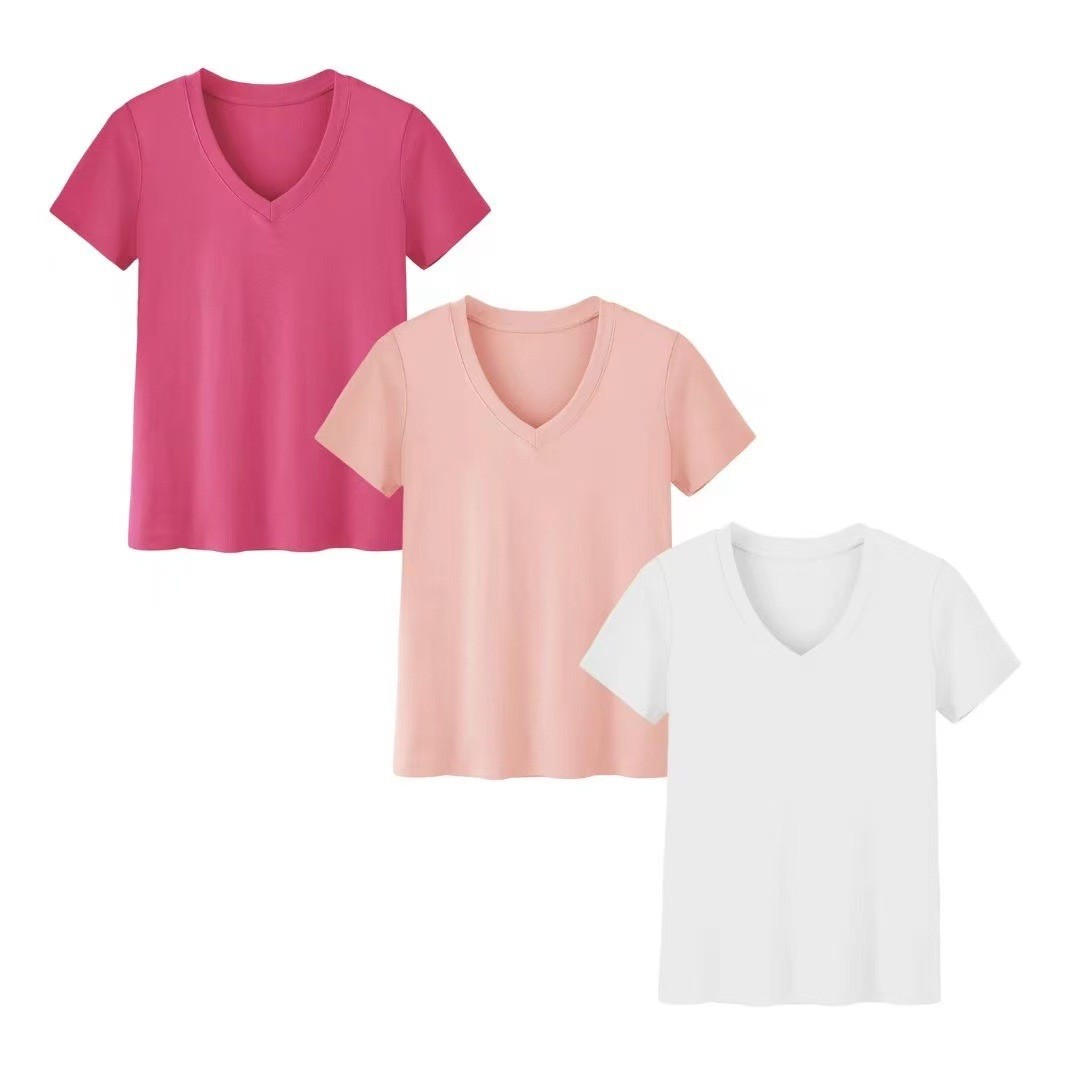 女性用 カジュアル ハイネック 半袖 ニット スキムセット  - T-Shirts のレビューと価格