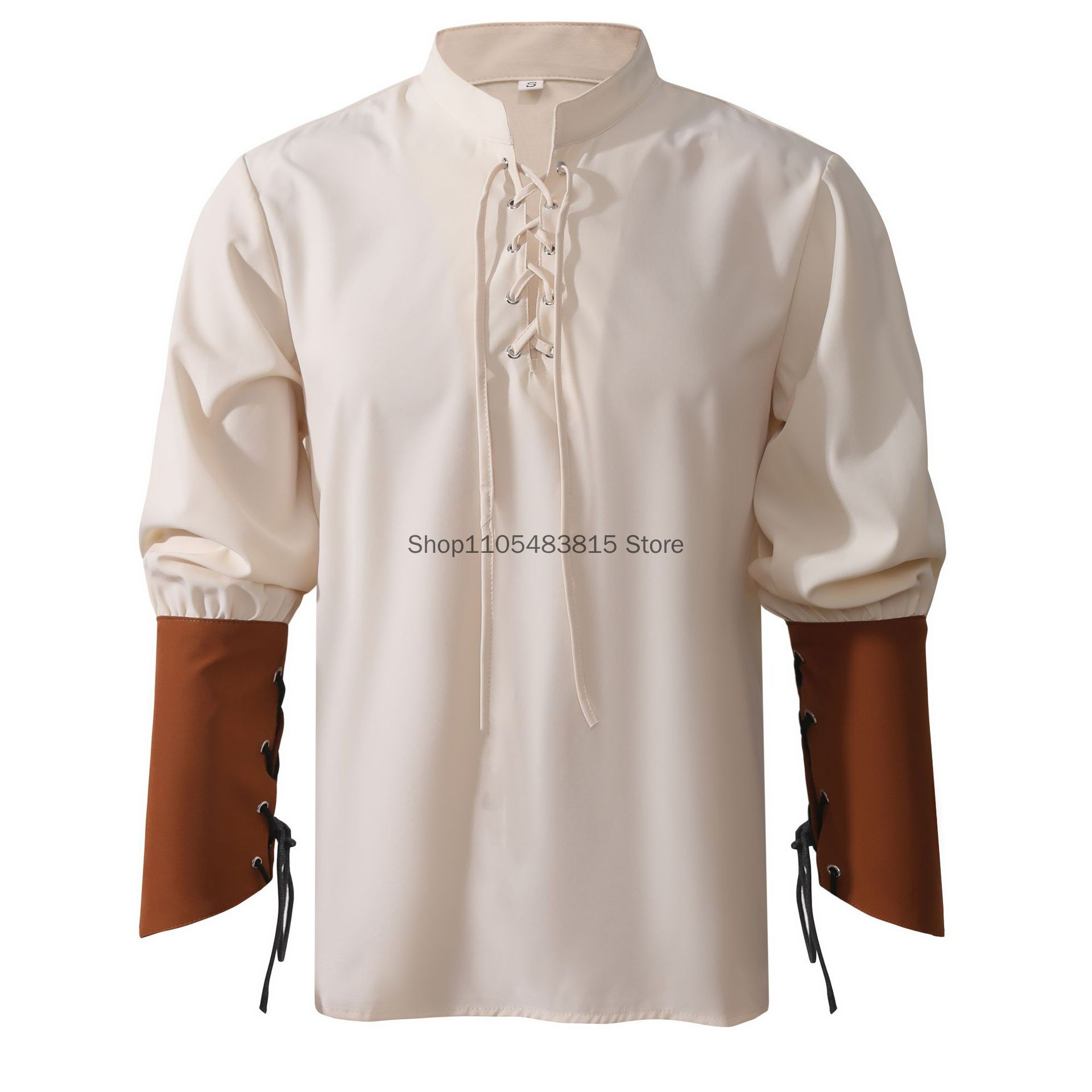 メンズ用海賊シャツ - 中世ゴシックスタイルの詩人風シャツ、 - Medieval Gothic Lace Up Pirate Shirt のレビューと価格